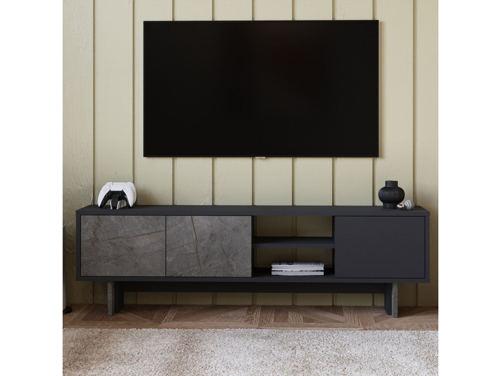 TV-Möbel aus Holz "Ravello" - 150 x 30 x 45 cm - Anthrazitgrau