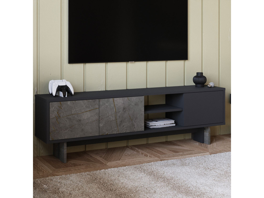 TV-Möbel aus Holz "Ravello" - 150 x 30 x 45 cm - Anthrazitgrau