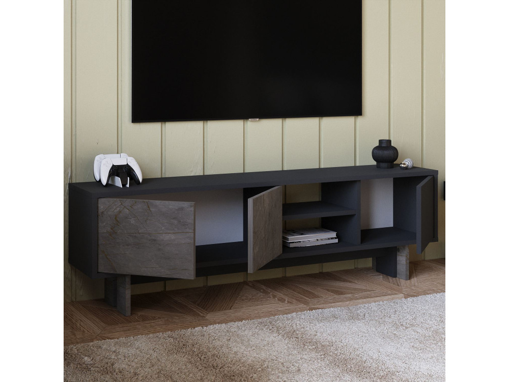 TV-Möbel aus Holz "Ravello" - 150 x 30 x 45 cm - Anthrazitgrau