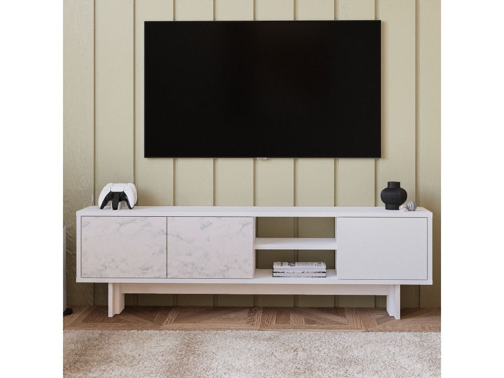TV-Möbel aus Holz "Ravello" - 150 x 30 x 45 cm - Weiß