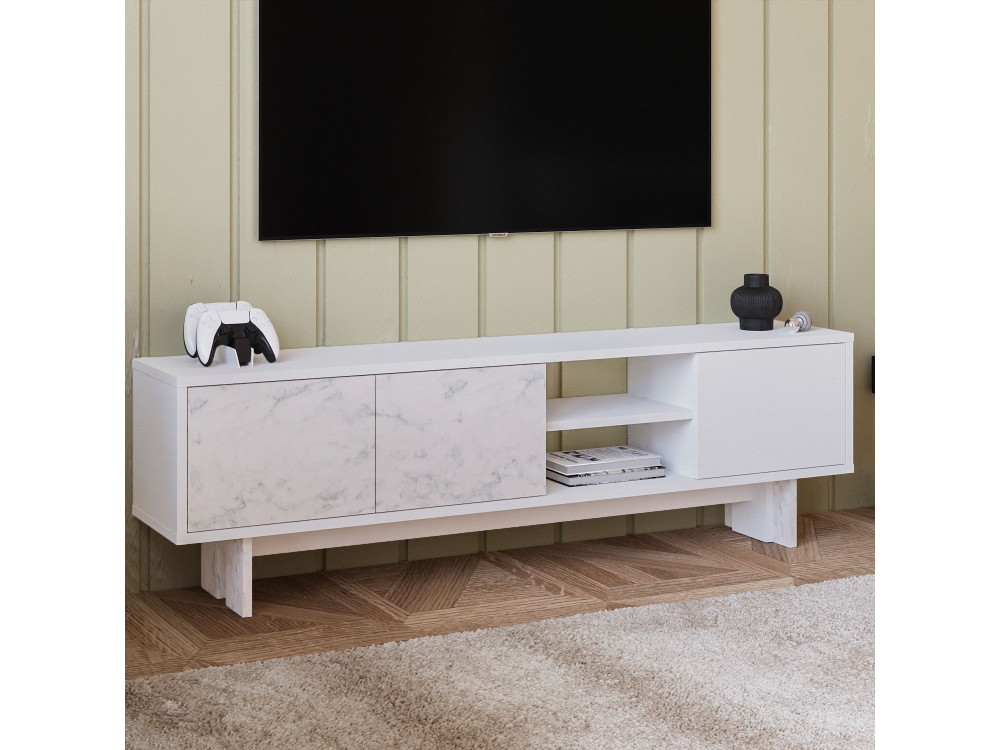 TV-Möbel aus Holz "Ravello" - 150 x 30 x 45 cm - Weiß