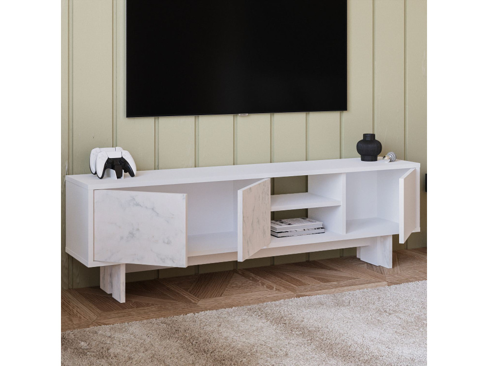 TV-Möbel aus Holz "Ravello" - 150 x 30 x 45 cm - Weiß