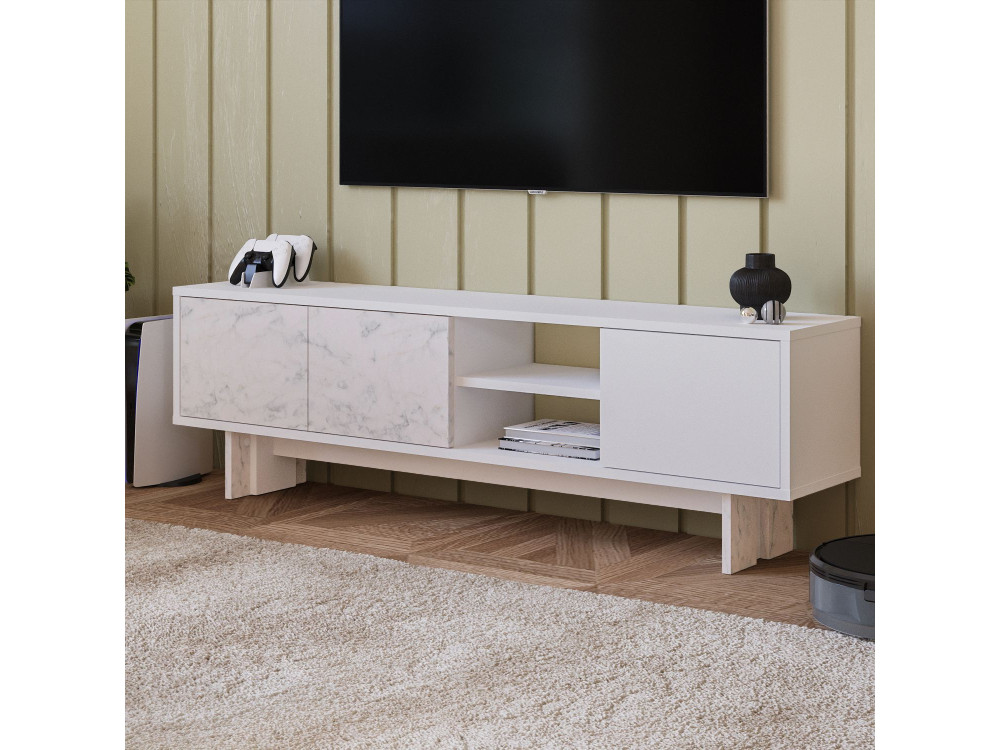 TV-Möbel aus Holz "Ravello" - 150 x 30 x 45 cm - Weiß