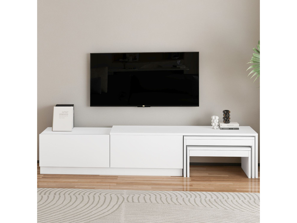 TV-Möbel aus Holz "Nest" - 180 x 30 x 36 cm - Weiß