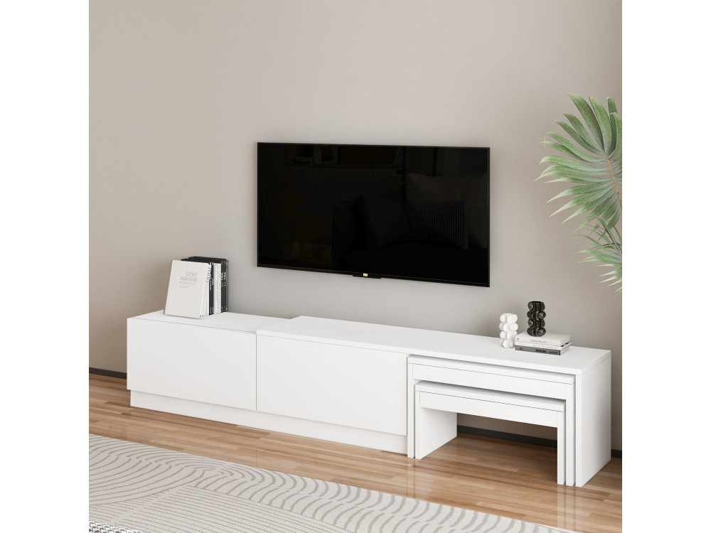 TV-Möbel aus Holz "Nest" - 180 x 30 x 36 cm - Weiß