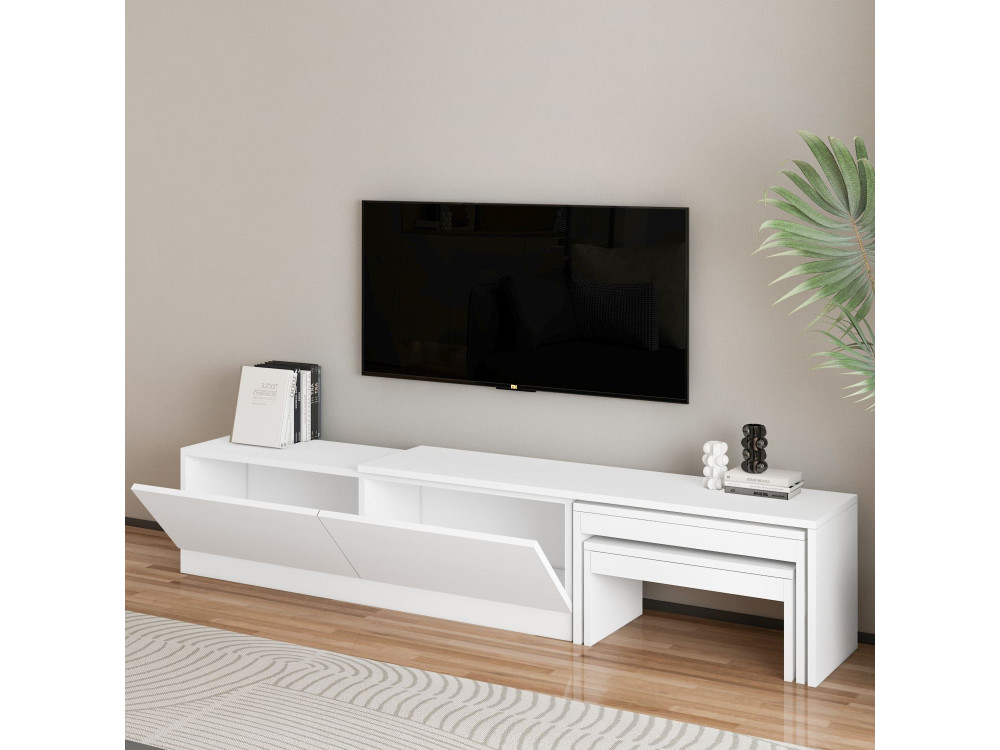 TV-Möbel aus Holz "Nest" - 180 x 30 x 36 cm - Weiß