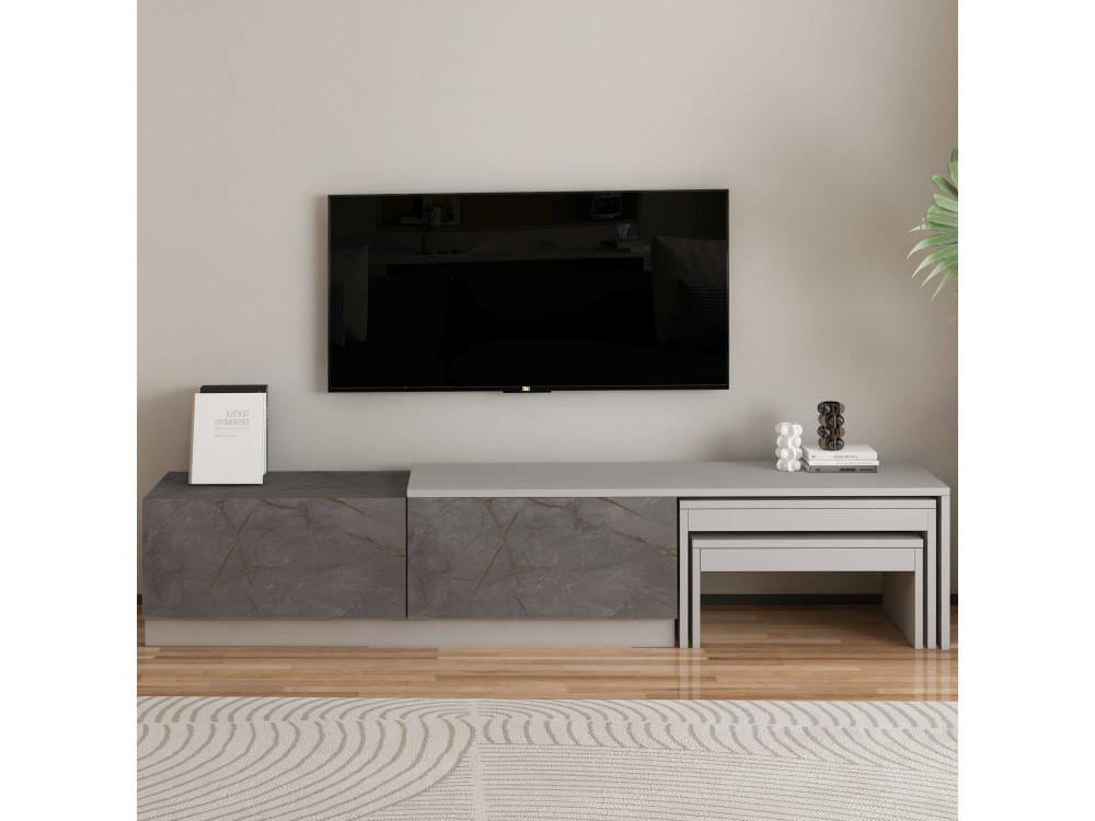 TV-Möbel aus Holz "Nest" - 180 x 30 x 36 cm - Grau