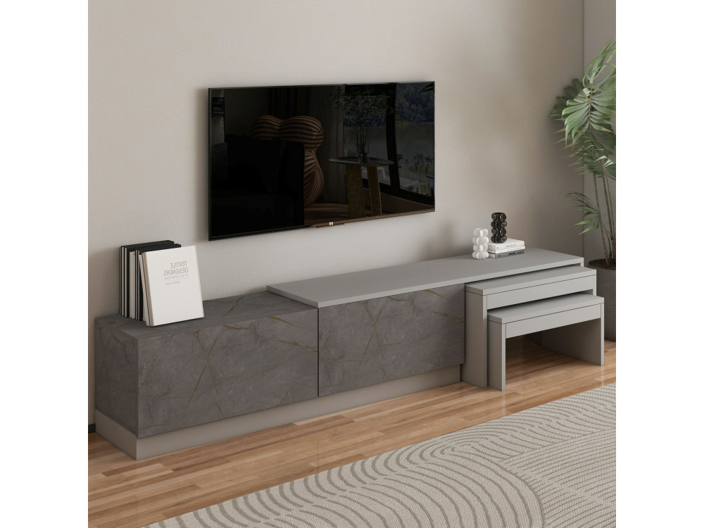 TV-Möbel aus Holz "Nest" - 180 x 30 x 36 cm - Grau