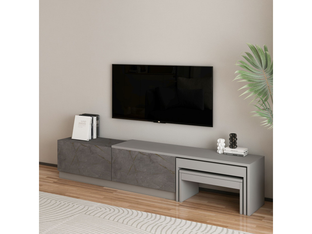 TV-Möbel aus Holz "Nest" - 180 x 30 x 36 cm - Grau