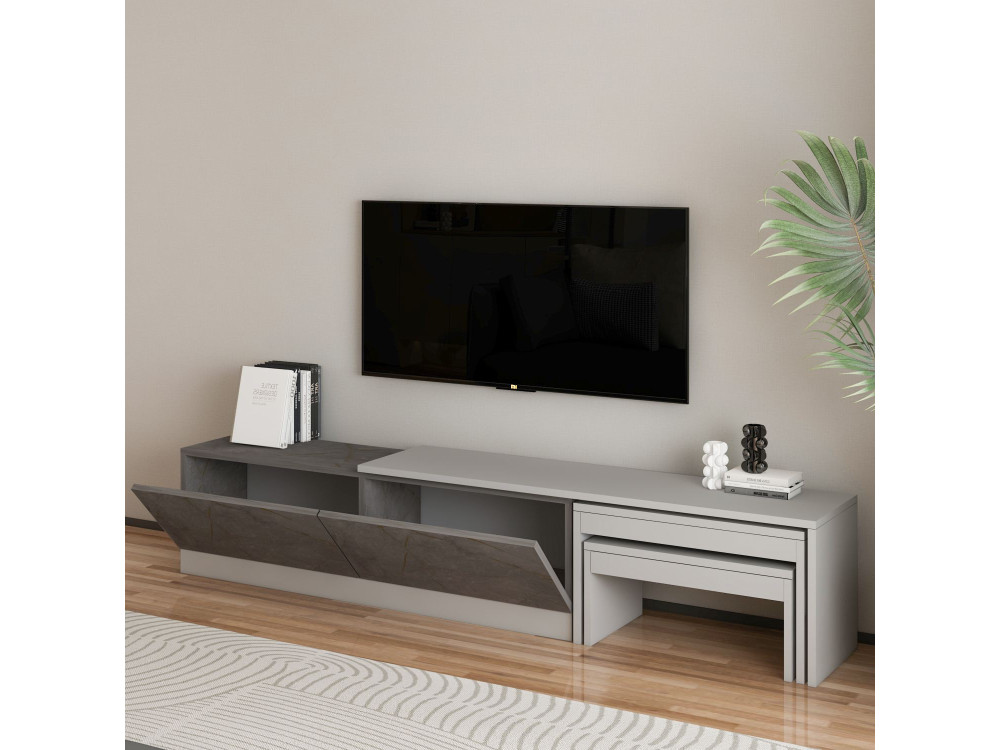 TV-Möbel aus Holz "Nest" - 180 x 30 x 36 cm - Grau