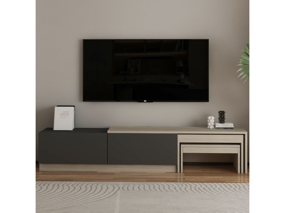 TV-Möbel aus Holz "Nest" - 180 x 30 x 36 cm - Anthrazitgrau