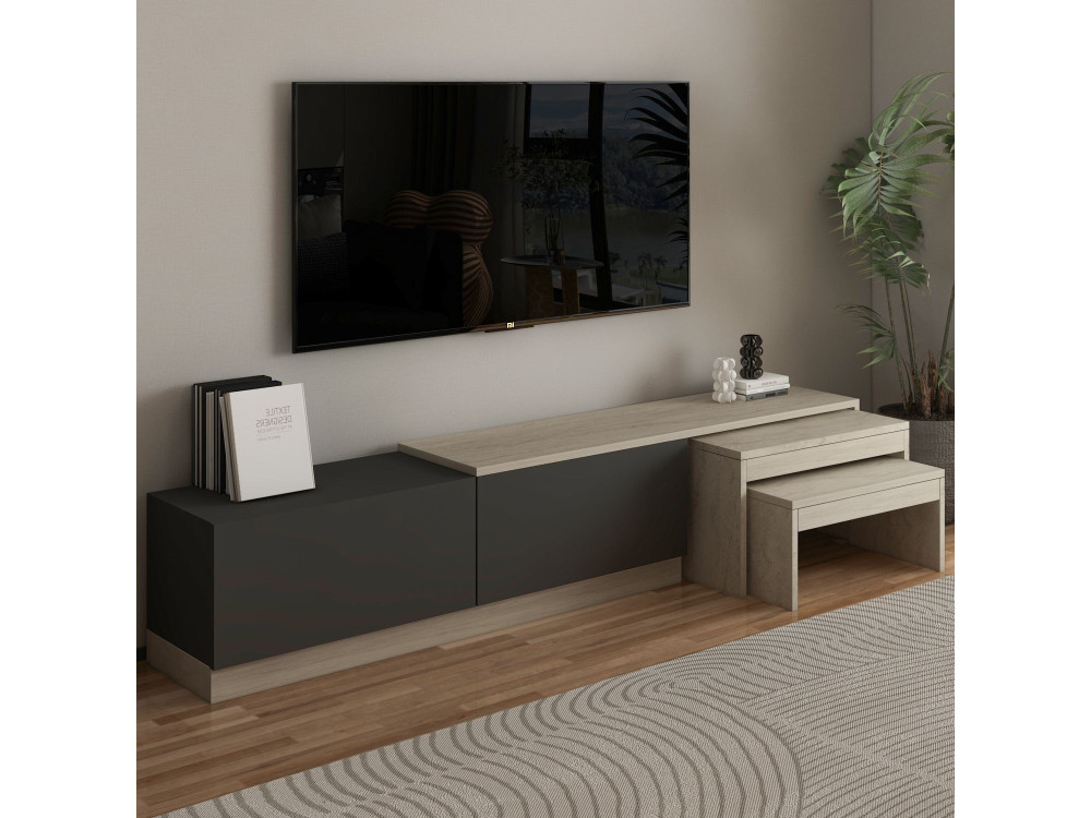 TV-Möbel aus Holz "Nest" - 180 x 30 x 36 cm - Anthrazitgrau
