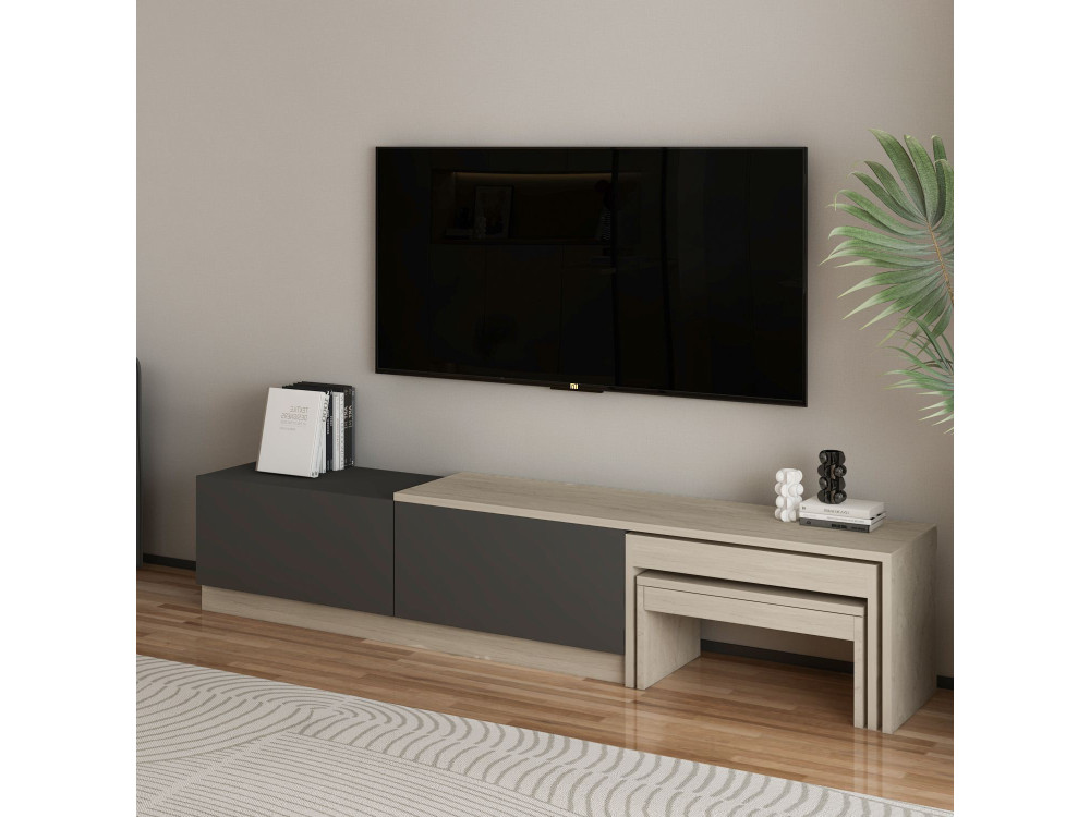 TV-Möbel aus Holz "Nest" - 180 x 30 x 36 cm - Anthrazitgrau