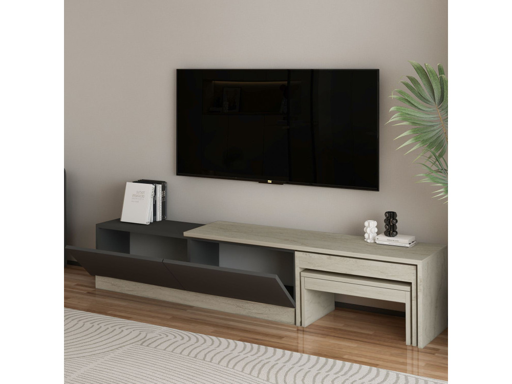 TV-Möbel aus Holz "Nest" - 180 x 30 x 36 cm - Anthrazitgrau