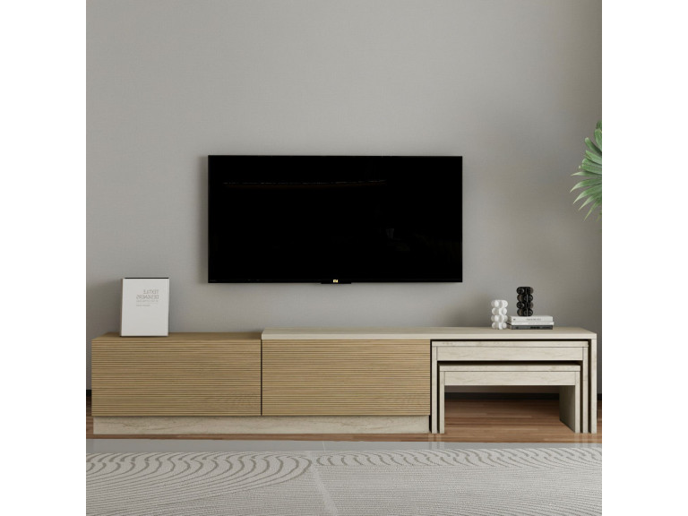 TV-Möbel aus Holz "Nest" - 180 x 30 x 36 cm - Beige