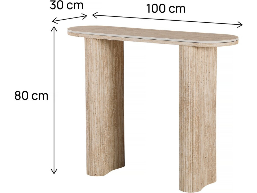 Konsolentisch "Alba" aus Keramik - Travertin - 100 x 30 x 80 cm - Braun