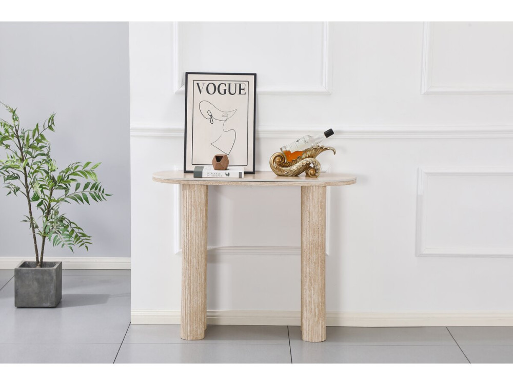 Konsolentisch "Alba" aus Keramik - Travertin - 100 x 30 x 80 cm - Braun