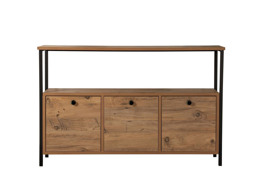 Holzkonsole „Solace“ – 120 x 29 x 77 cm – Atlantische Kiefer Schwarz