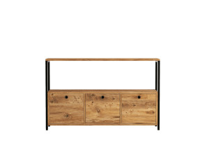 Sideboard „Nero“ aus Holz – 120 x 30 x 75 cm – Schwarze Atlantische Kiefer