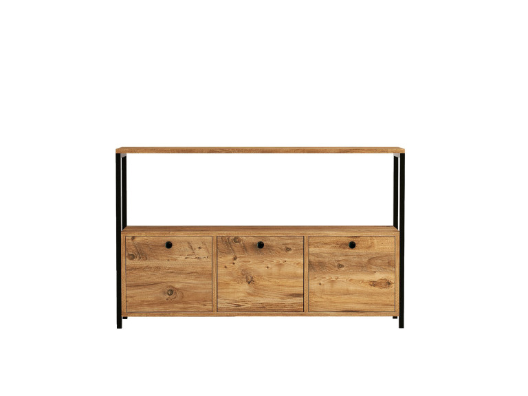 Sideboard „Nero“ aus Holz – 120 x 30 x 75 cm – Schwarze Atlantische Kiefer