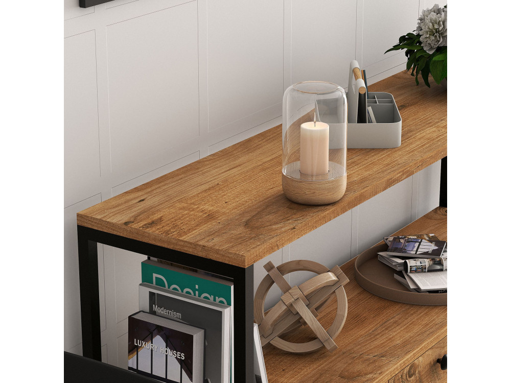 Sideboard „Nero“ aus Holz – 120 x 30 x 75 cm – Schwarze Atlantische Kiefer