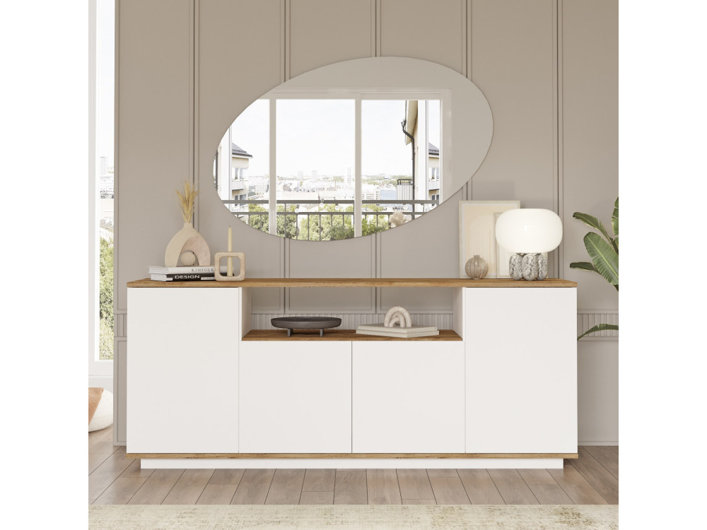 Holzbuffet "FR15" - 180 x 44 x 75 cm - Atlantikkiefer Weiß