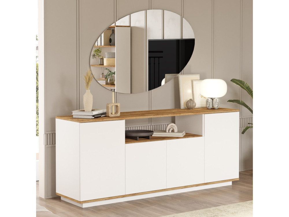 Holzbuffet "FR15" - 180 x 44 x 75 cm - Atlantikkiefer Weiß