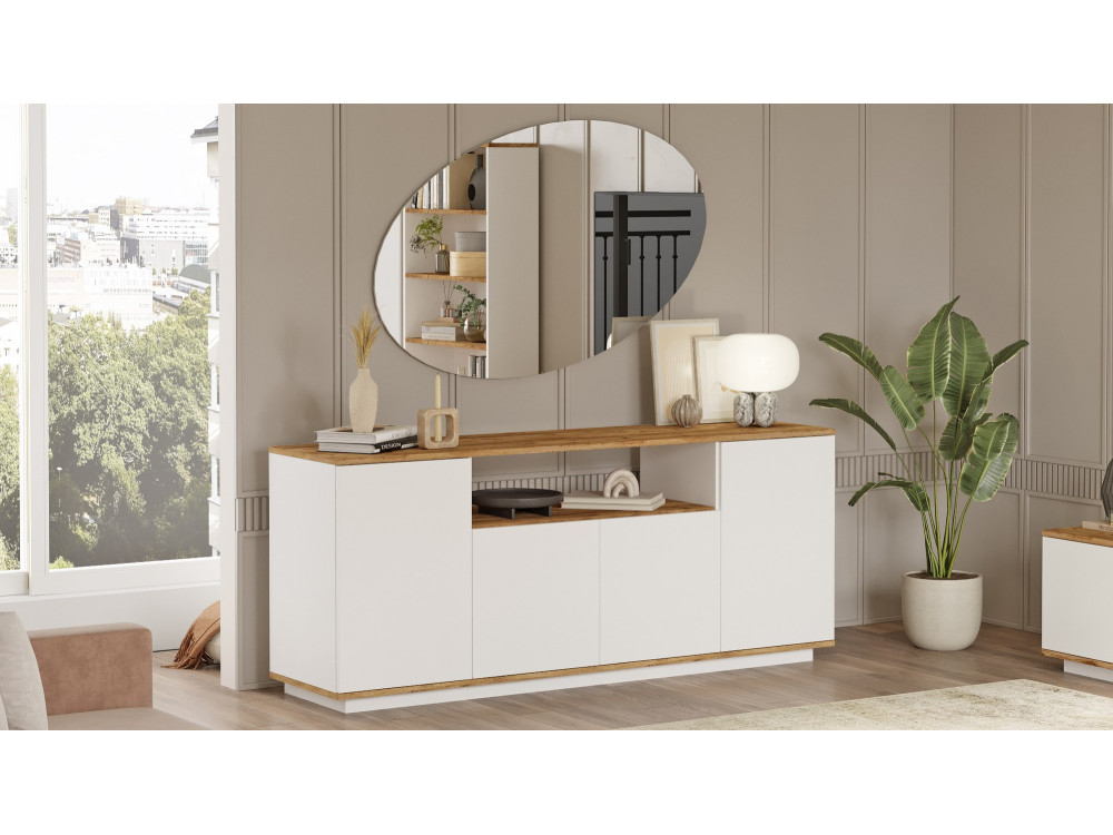 Holzbuffet "FR15" - 180 x 44 x 75 cm - Atlantikkiefer Weiß