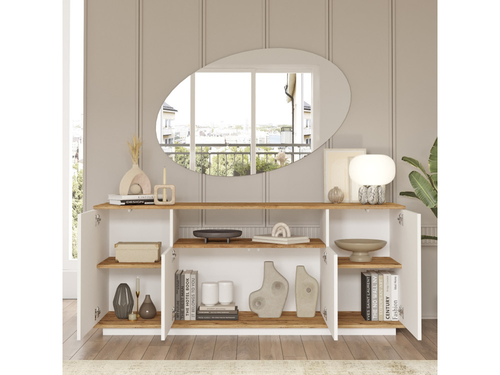 Holzbuffet "FR15" - 180 x 44 x 75 cm - Atlantikkiefer Weiß