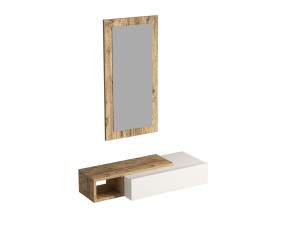 Konsole mit Holzspiegel "Vien " - 82 x 29 x 15 cm - Weiß