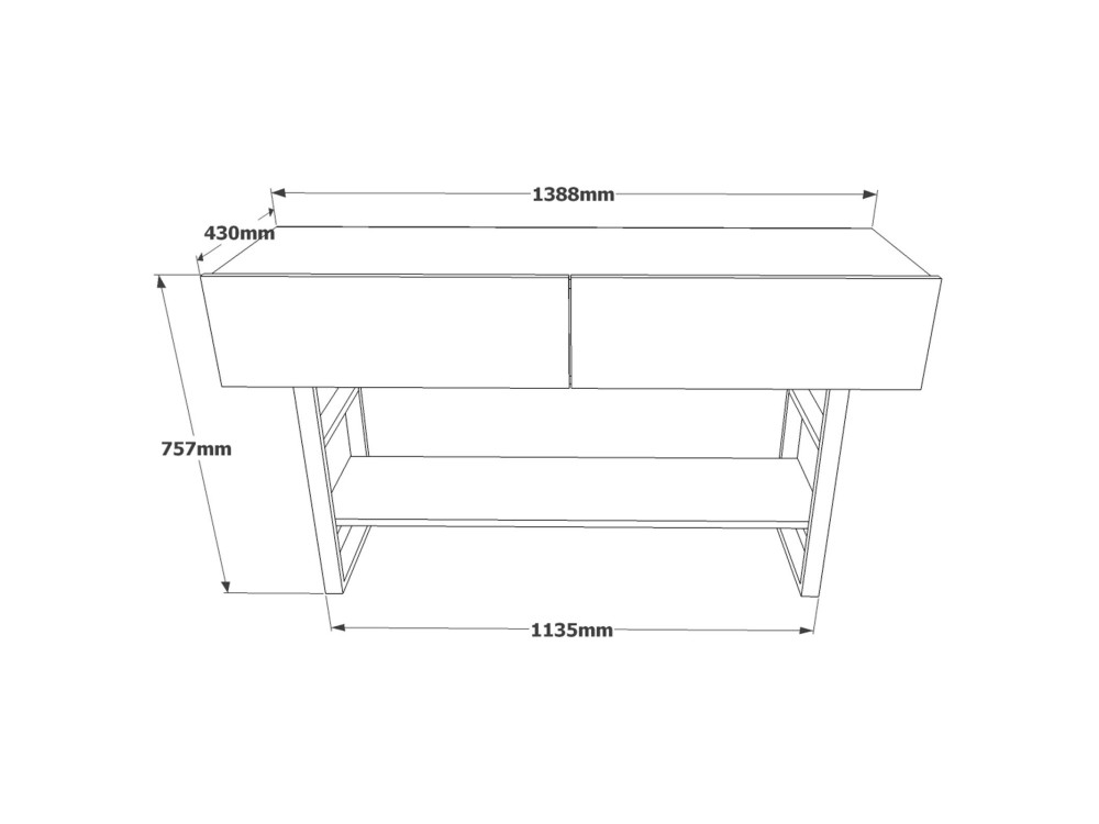 Holzkonsole "ML23" - 138 x 43 x 75 cm - Beige