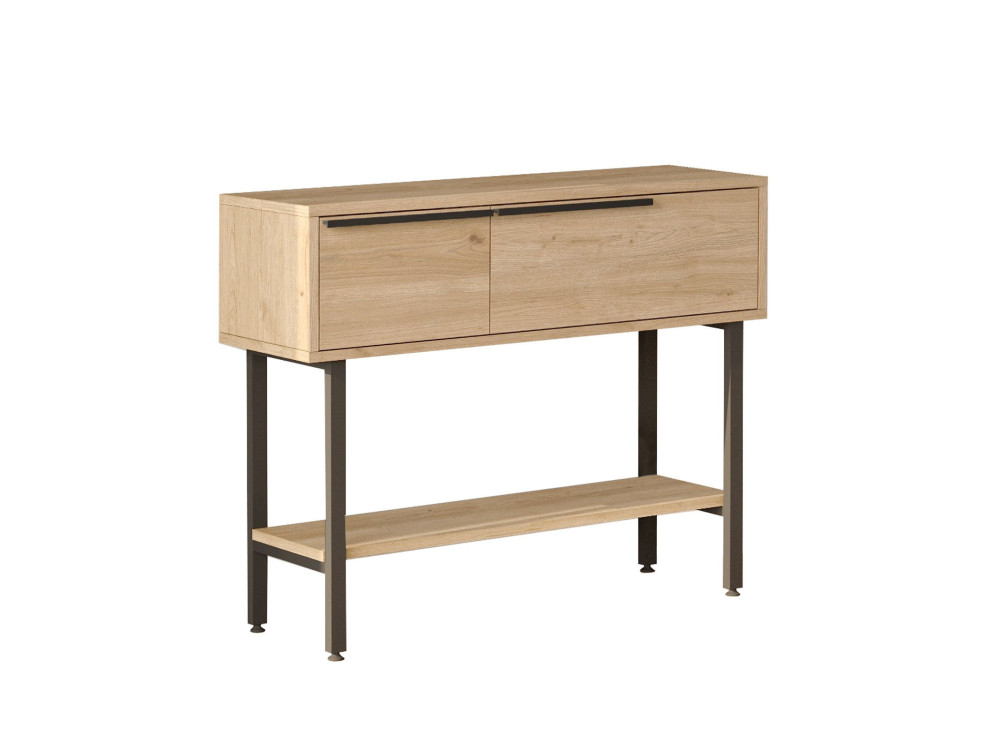 Konsole mit Holzspiegel "Calvin" - 100 x 30 x 76 cm - Braun