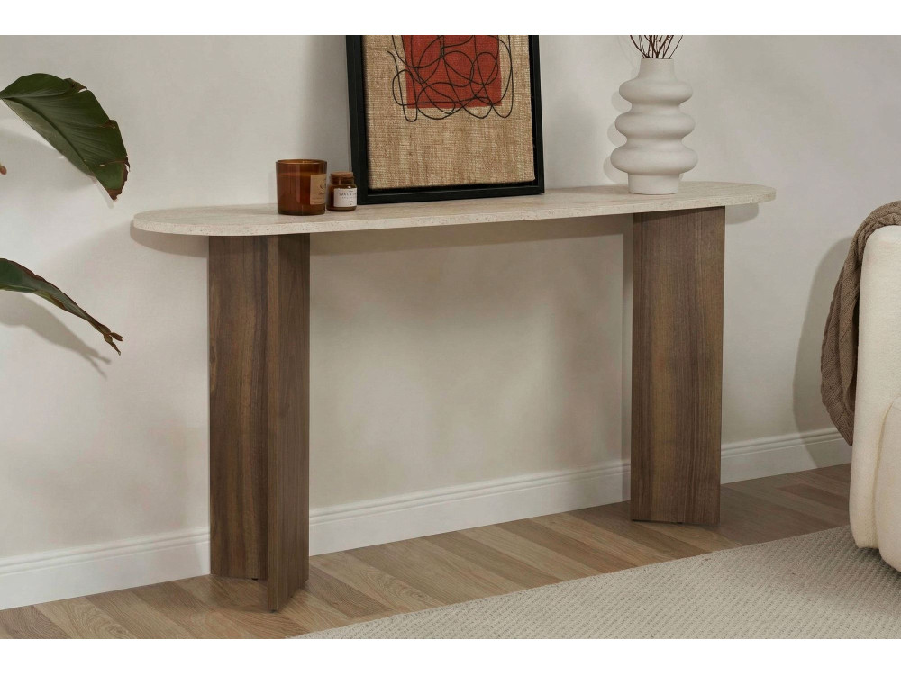 Holzkonsole "Sira" - 150 x 35 x 75 cm - Travertin