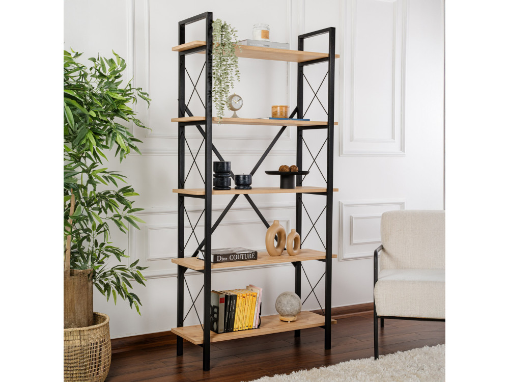 Bücherregal „Elysian“ aus Holz – 90 x 33 x 180 cm – Schwarzeiche