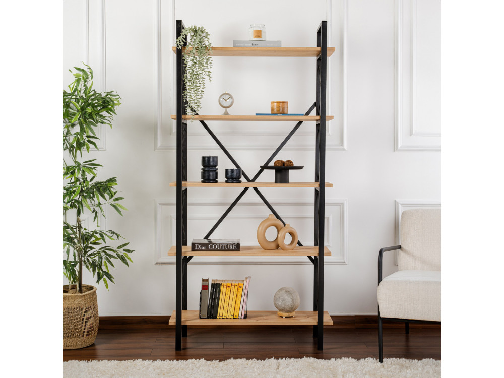 Bücherregal „Elysian“ aus Holz – 90 x 33 x 180 cm – Schwarzeiche