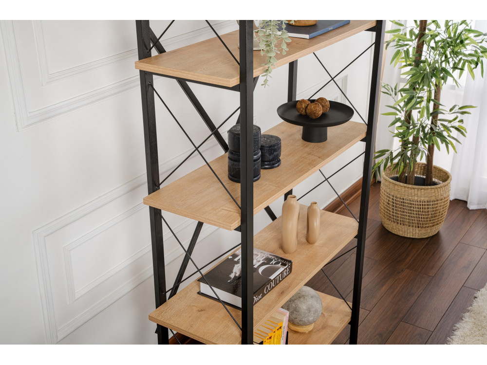 Bücherregal „Elysian“ aus Holz – 90 x 33 x 180 cm – Schwarzeiche