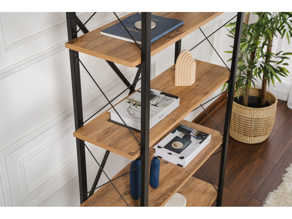 Bücherregal „Elysian“ aus Holz – 90 x 33 x 180 cm – Schwarze Atlantische Kiefer