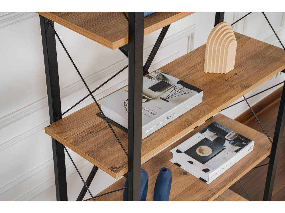 Bücherregal „Elysian“ aus Holz – 90 x 33 x 180 cm – Schwarze Atlantische Kiefer
