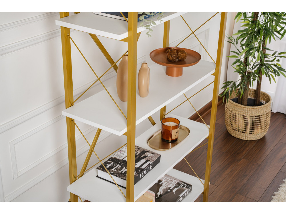 Bücherregal aus Holz „Elysian“ – 90 x 33 x 180 cm – Weißgold