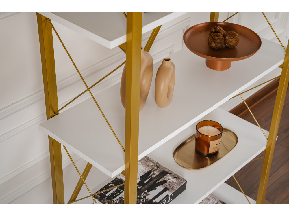 Bücherregal aus Holz „Elysian“ – 90 x 33 x 180 cm – Weißgold
