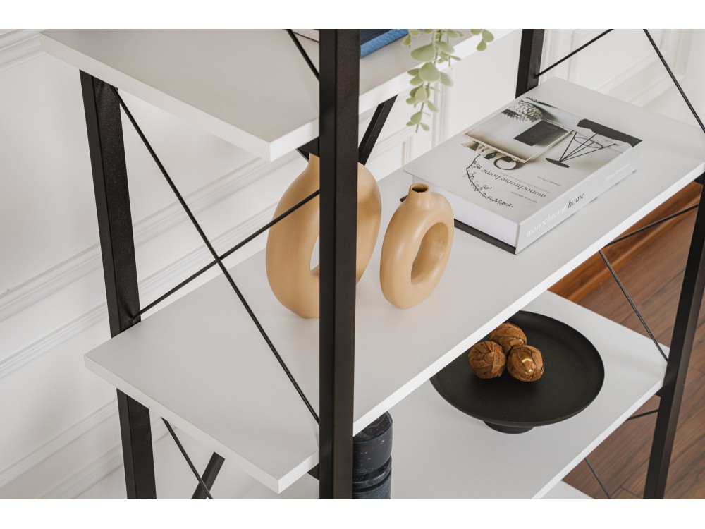 Bücherregal Elysian aus Holz – 90 x 33 x 180 cm – Weiß und Schwarz