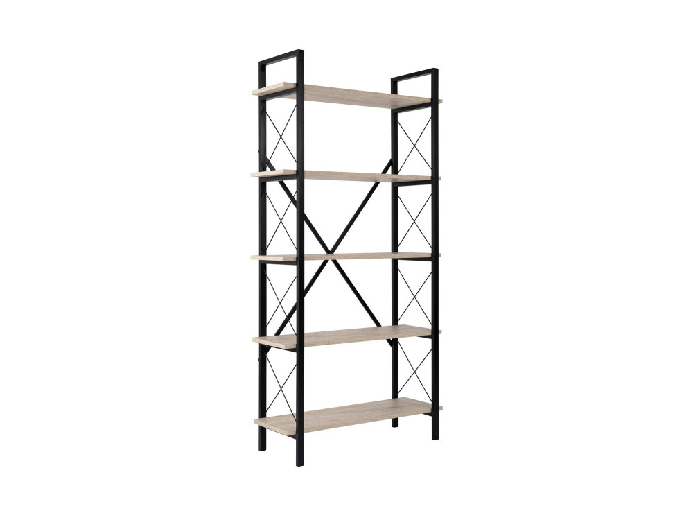 Bücherregal „Elysian“ aus Holz – 90 x 33 x 180 cm – Schwarzer Travertin