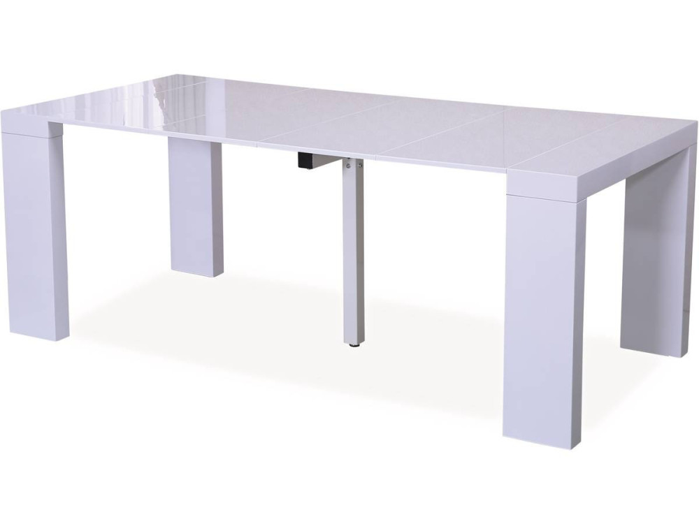Ausziehbarer Esstisch "Dina" - 200/40 x 94 x 75 cm - Weiß lackiert