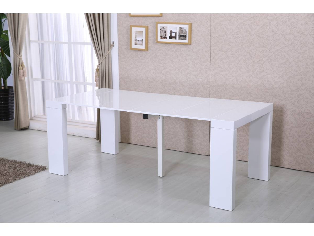 Ausziehbarer Esstisch "Dina" - 200/40 x 94 x 75 cm - Weiß lackiert