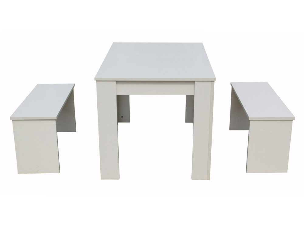 Tisch mit 2 Bänken "Tino" - 110 x 74 x 70 cm - Weiß