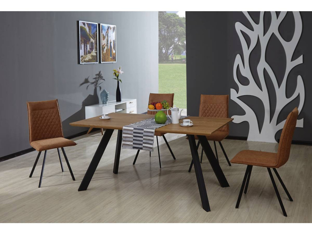 Esstisch "Manhatten" Eiche / Schwarz - 160 x 90 x 75,5 cm