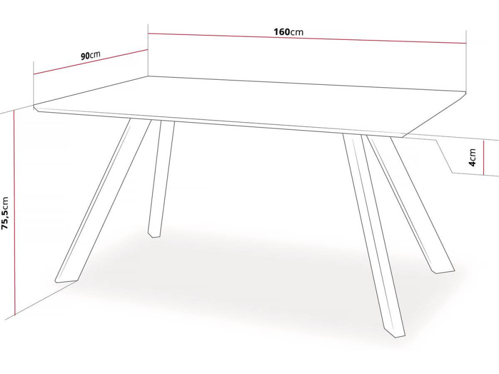 Esstisch "Manhatten" Eiche / Schwarz - 160 x 90 x 75,5 cm