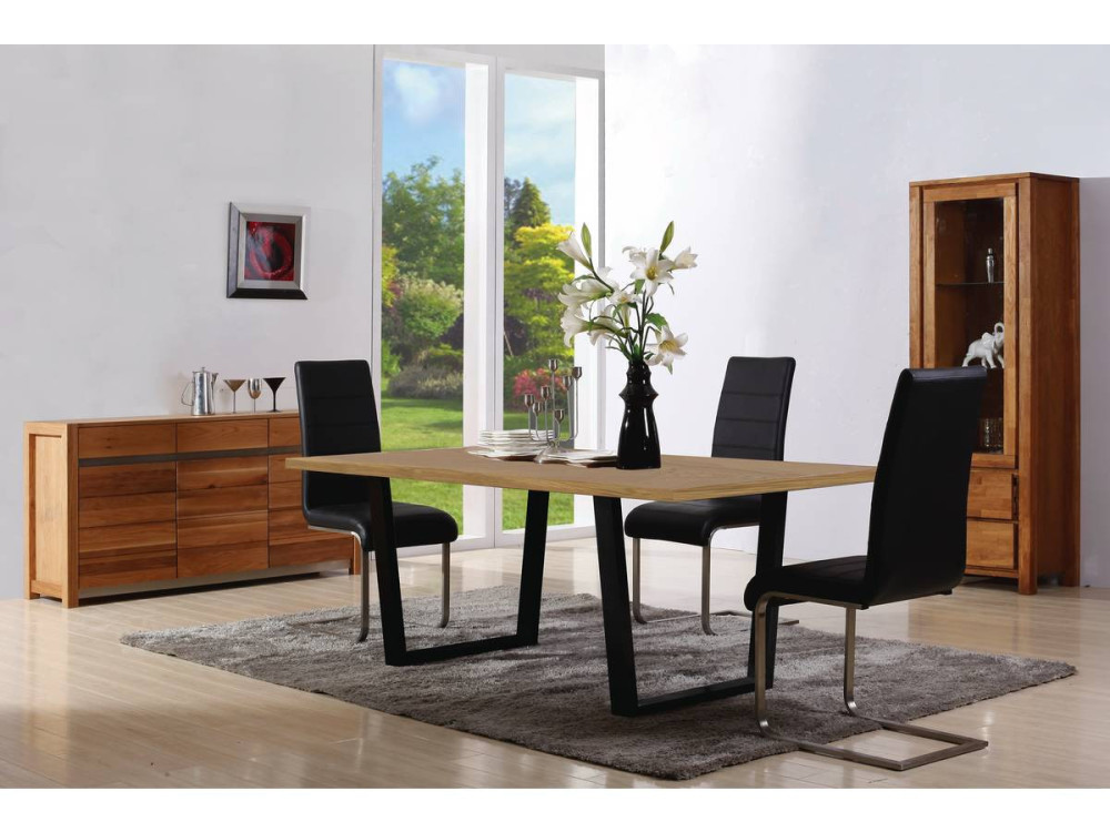 Esstisch "Hollywood" - 200 x 100 x 76 cm - Farbe: Eiche /Schwarz