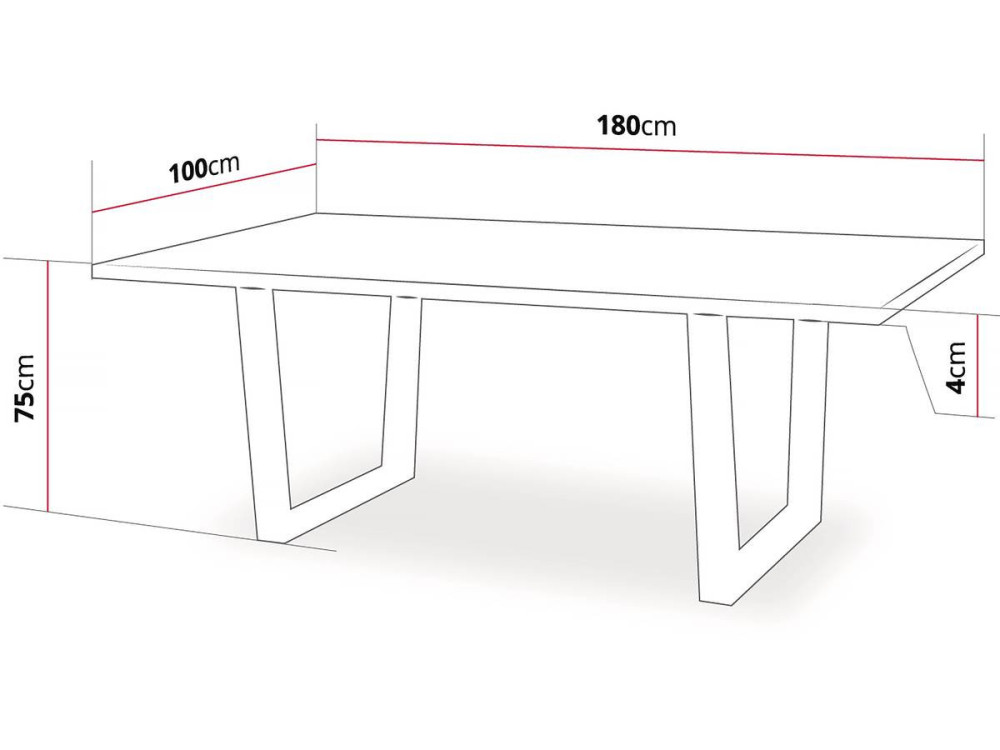 Esstisch "Hollywood" - 200 x 100 x 76 cm - Farbe: Eiche /Schwarz