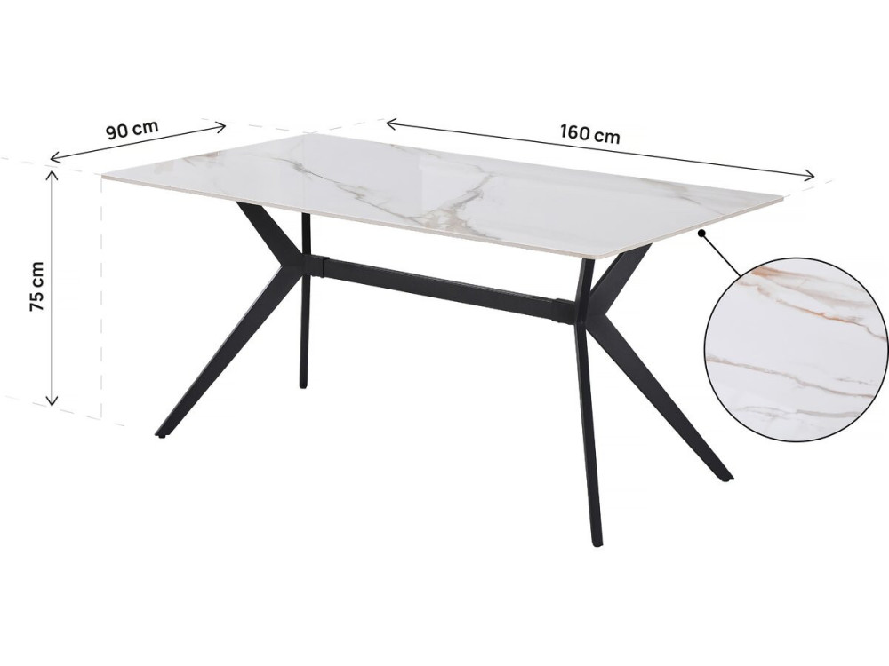 Keramik-Esstisch "Boreal" - 4 bis 6 Personen - 160 cm - Weiß